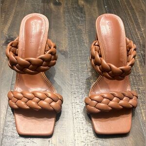 Brown Braided Heels